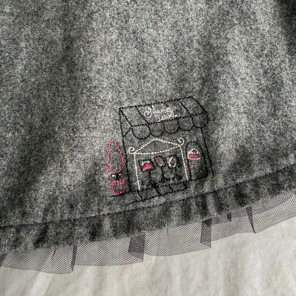 Y2K Girls Gymboree Gray Wool Blend Jumper Dress City France Pink Twirl Sz 6-12M - Picture 3 of 8